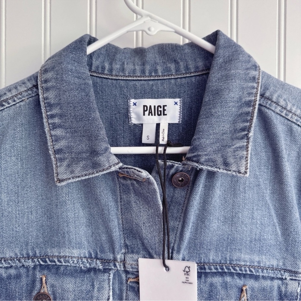 PAIGE Classic Medium Wash Soft Denim Jacket NWT Size S - Picture 6 of 15